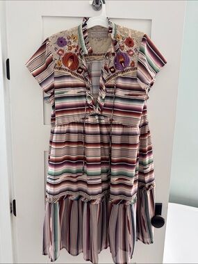Double D Ranch Multi-Striped Embroidered Yoke Dress